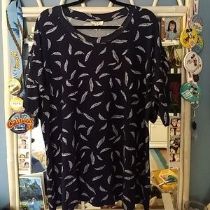 Navy Blue Feather Top NWT sz 1X